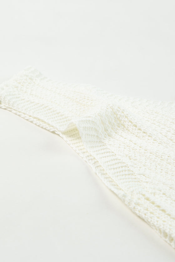 White Hollowed Knit V Neck Tank Top | Available in 2 Colors