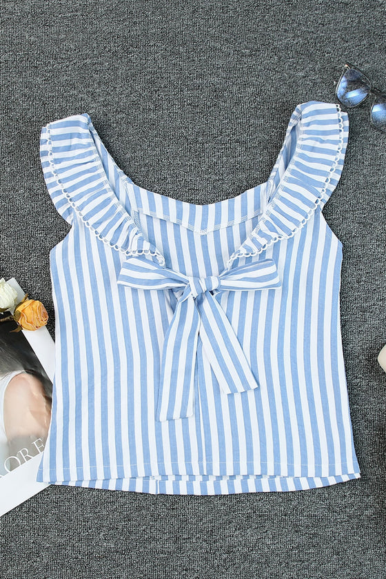 Blue Striped Sleeveless Shirt