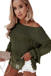 Khaki Boho Fringe Tasseled Knitted Sweater | Available in 3 Colors