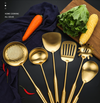 Stainless Steel Cooking Utensil Set in Gold Finish