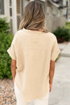 Parchment Textured Frayed Trim T-Shirt