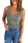 Red Casual Lace Overlay Strappy Hollow Out Camisole Top