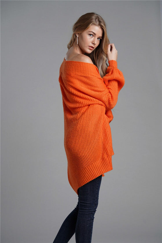 Solid color long-sleeved knitted jacket