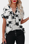 Floral Printed V Neck Short Sleeve Blouse | Available in 3 Colors