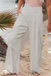 Khaki Smocked High Waist Wide Leg Pants | Available in 7 Colors