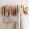 Nordic Style Wall Rack with 5 Dowel Hooks in Natural Finish