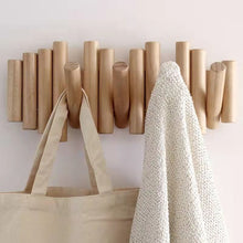  Nordic Style Wall Rack with 5 Dowel Hooks in Natural Finish