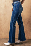 Light Blue Casual Seam Distressed High Waist Flare Jeans