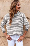 Gray Striped Turtleneck Oversized Sweater | Available in 4 Colors