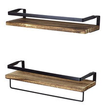  Floating Wood and Iron Wall Shelf With Hand Towel Rack