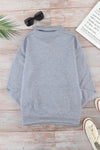 Grey Casual Pocket Quilted Patch Half Zipper Sweatshirt