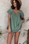 Green Lace Trim Top | Available in 2 Colors