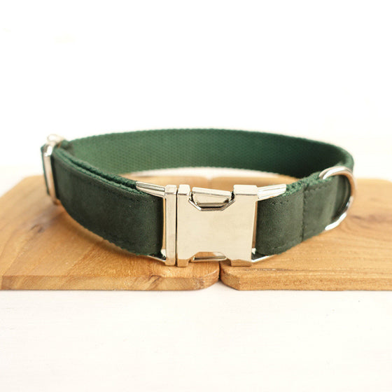 Luxury Pet Collar Leash in Green Velvet