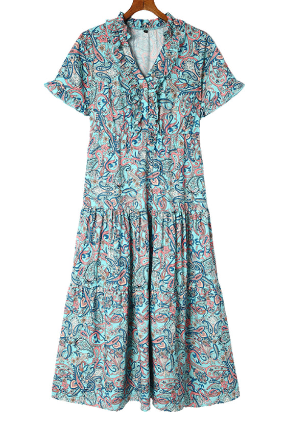 Sky Blue Paisley Maxi Dress