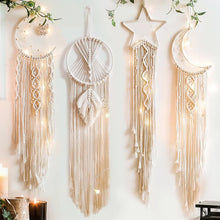  4 Piece Woven Moon and Star Tapestry Set with LED Lights