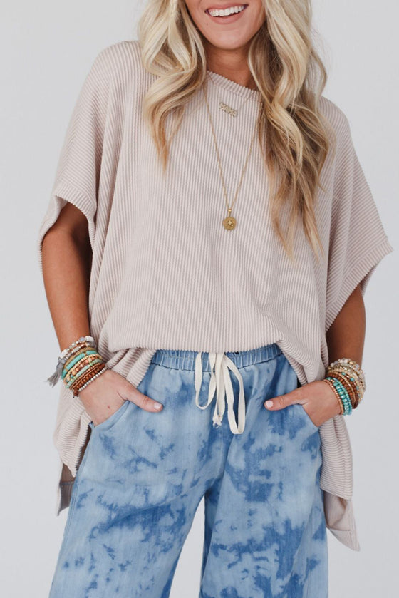 Light Pink Batwing Sleeve Oversized T Shirt