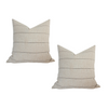 Set of 2 Cream Striped Throw Pillow Covers | 18" x 18"