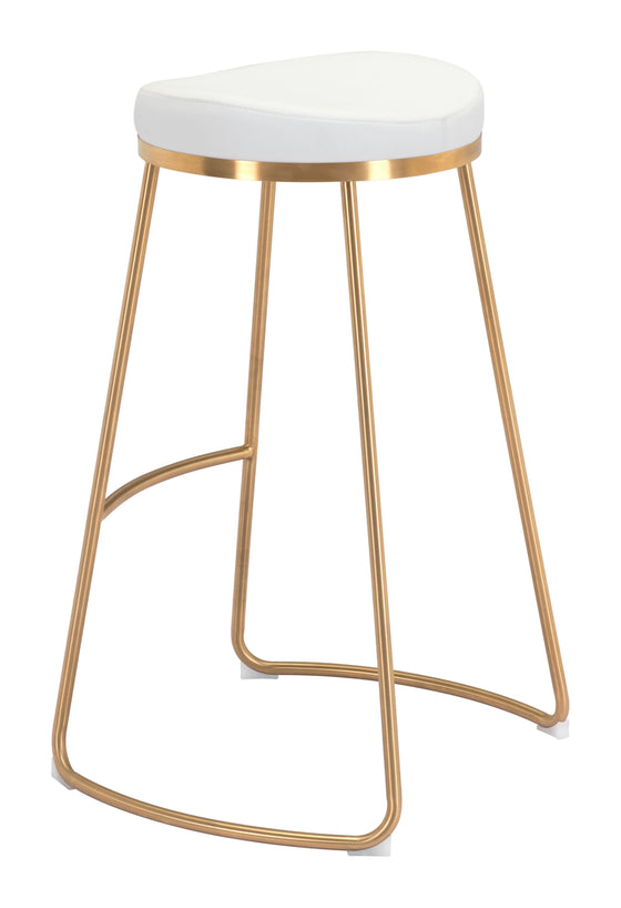 Set of 2 Bree Counter Stools in White and Gold