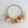 Orange, Peach, and Cream Rose Wreath with Gold Accents