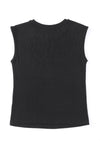 Black Solid Slash Cutout Summer Sleeveless Top | Also Available in Red