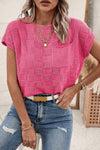 Bright Pink Lattice Textured Blouse | Available in 2 Colors