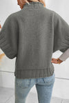 Medium Grey Mock Neck Batwing Sleeve Knit Sweater | Available in 4 Colors