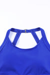 Blue Strappy Halter Neck Skirt One Piece Swimsuit