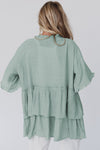 Green Ruffled Trim Short Sleeve Open Front Kimono | Available in Other Colors