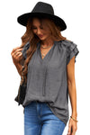 Gray V Neck Tiered Ruffle Sleeve Top | Available in 2 Colors