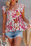 Floral Print Flowy Sleeveless Shirt