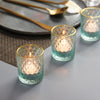 Small Stained Glass Candle Holder with Gold Rim