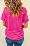 Pink Solid Color Basic Crew Neck Plain Tee | Available in 7 Colors