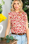 Red Floral Sleeveless Shirt