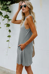 Black Crisscross Cut-out Back Knit Sleeveless Dress | Available in Gray