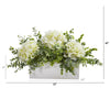 15” Hydrangea And Eucalyptus Artificial Arrangement In White Vase