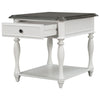 Abby Classical White Wood End Table with Grey Stained Top