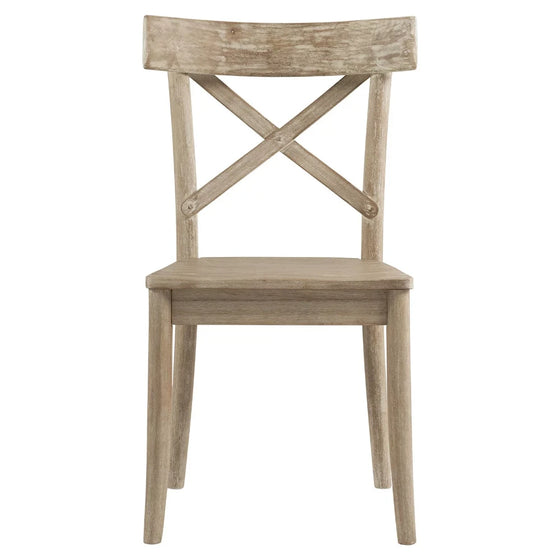 Set of 2 Acacia Wood and Metal Cross Back Dining Chair