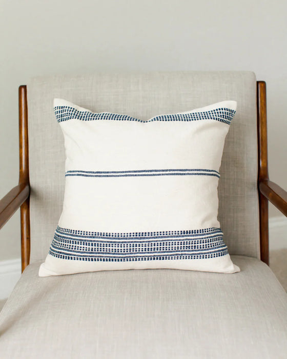 18" Aden Throw Pillow Cover -Natural and Navy