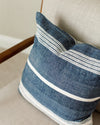 18" Aden Throw Pillow Cover-Navy and Natural