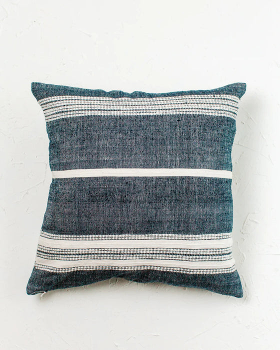 18" Aden Throw Pillow Cover-Navy and Natural