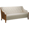 Amelia 72" Sofa with Natural Carved Wood Side Paneling in Ivory Upholstery