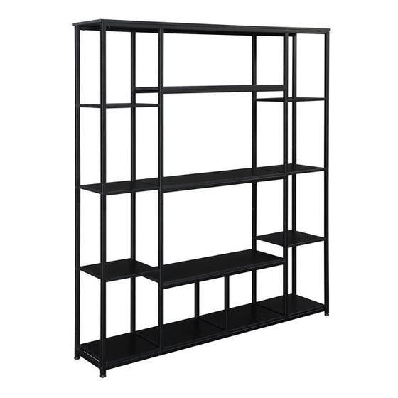 Open Industrial Style 5 Tier Bookshelf in Rustic, Black, or Brown Finish