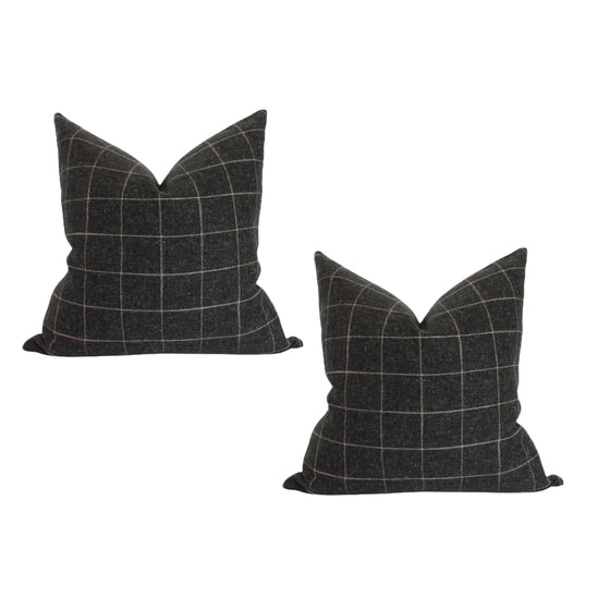 Black Plaid Pillow Covers -Set of 2 | Available in Several Sizes