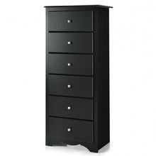  Modern Black 6 Drawer Tall Wood Dresser Chest