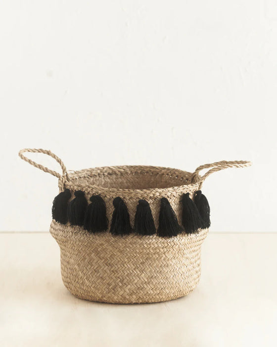 Black Tasseled Belly Basket Set