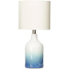 Blue Ceramic Ombre Lamp with White Drum Shade