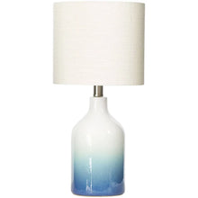  Blue Ceramic Ombre Lamp with White Drum Shade