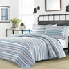 Nautical Blue, White, and Grey Striped Cotton Reversible Quilt Set - King Size