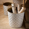 Set of 3 White and Gold Etched Storage Buckets