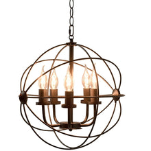  5 Light Black Iron Sphere Chandelier